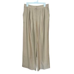 House of Harlow 1960 NWOT large beige wide leg ankle pants pleated lagenlook